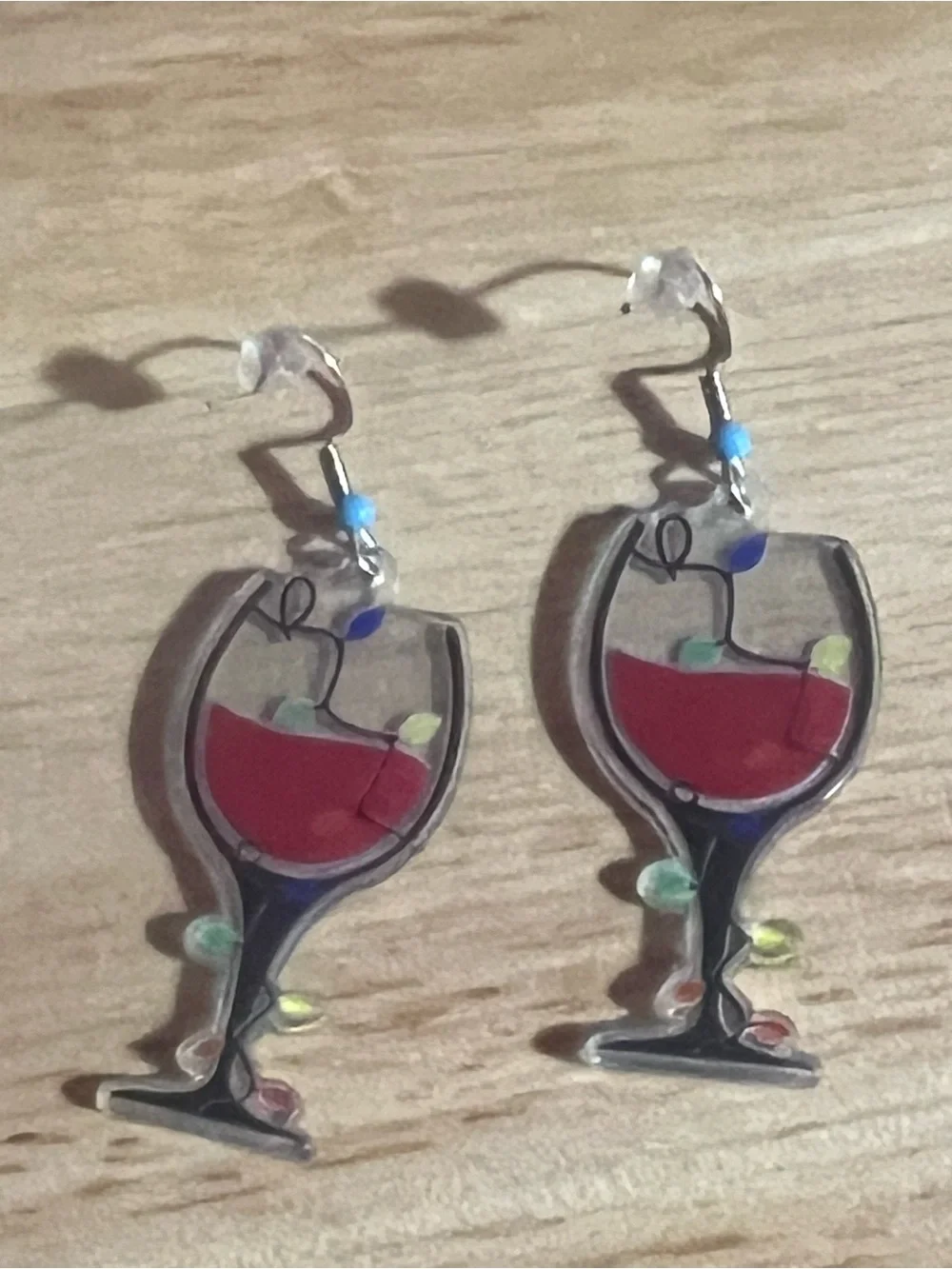 Festive Red Wine Glass Earrings - Holiday Party Accessory E136